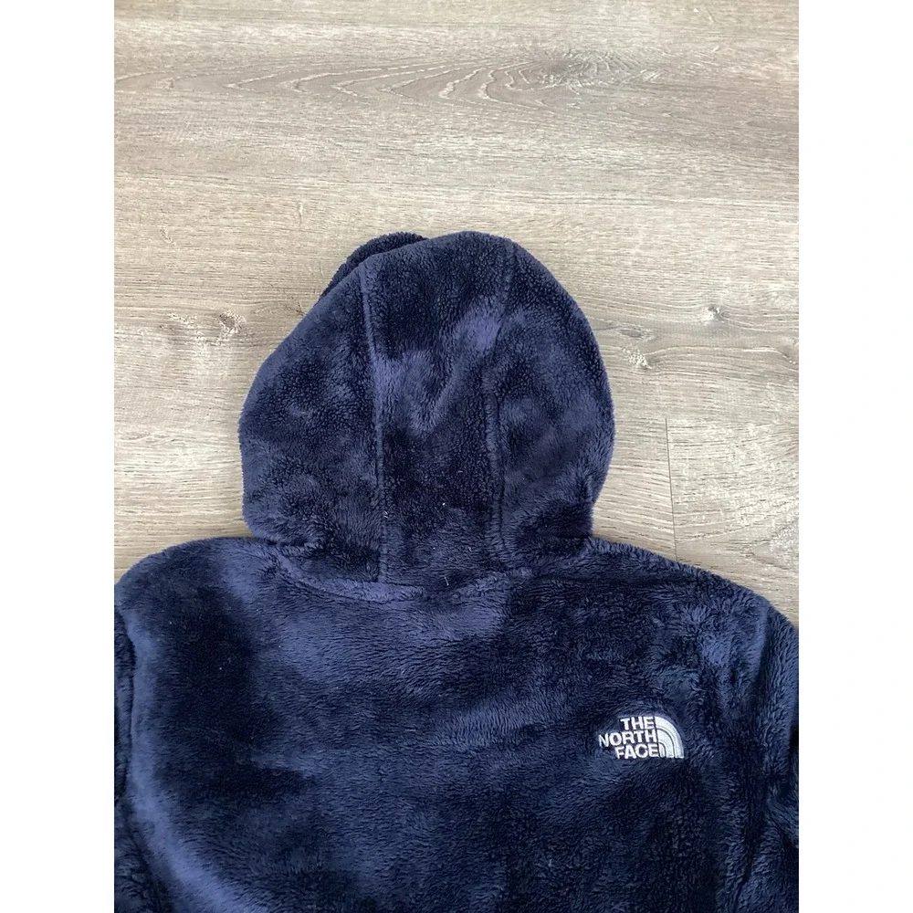 The North Face womens Size XS fuzzy fleece Osito hooded sweatshirt pullover blue